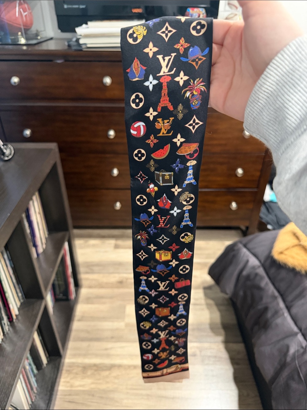 Louis Vuitton Purse Scarf Silk Scarf Tie with Multicolor Monogram Motifs